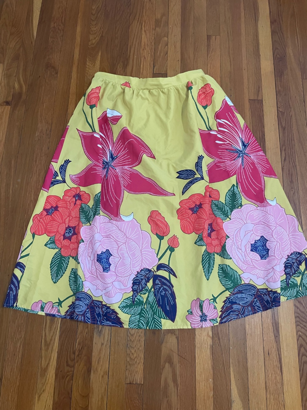 SHEIN Yellow Floral Skirt 2XL | Bold Statement Skirt